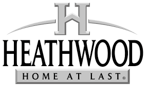 The image displays the logo for "Heathwood," stylized with a notable "h" at the center. Above the "h" is an arc, and below it is the tagline