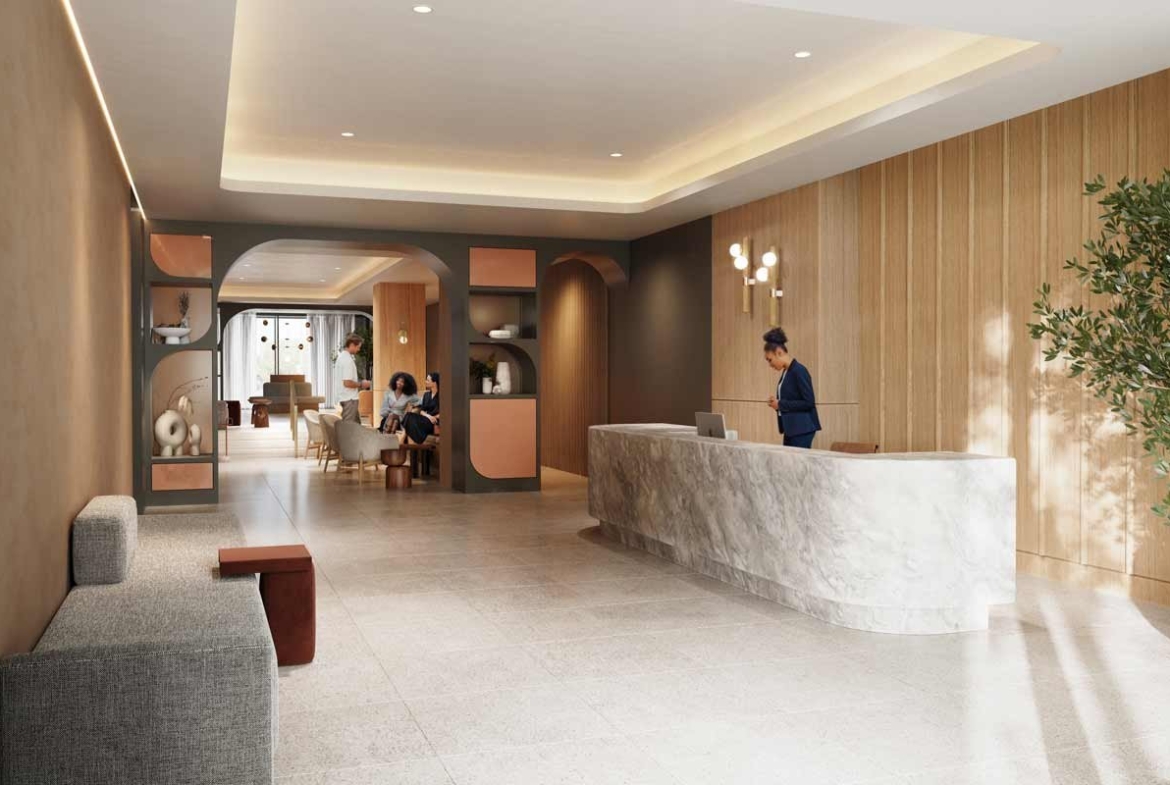 An image of the lobby of a hotel showcasing new condos in Gta.