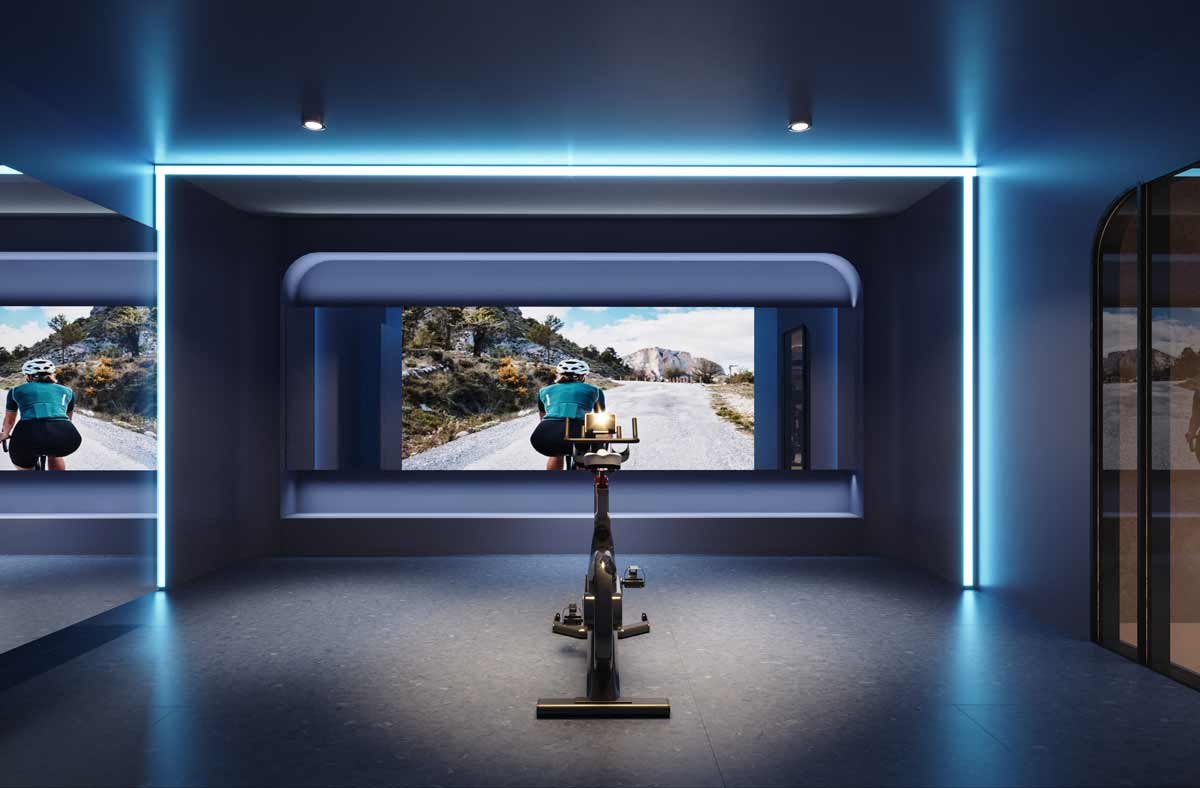 A room with a bike and a TV is available in new condos in GTA. A room with a bike and a TV is available in new condos in GTA.