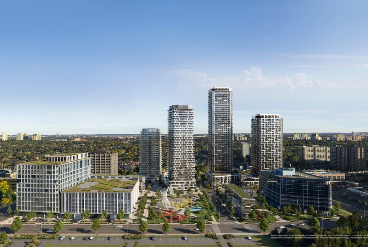 A city with many tall buildings and new condos in Gta.