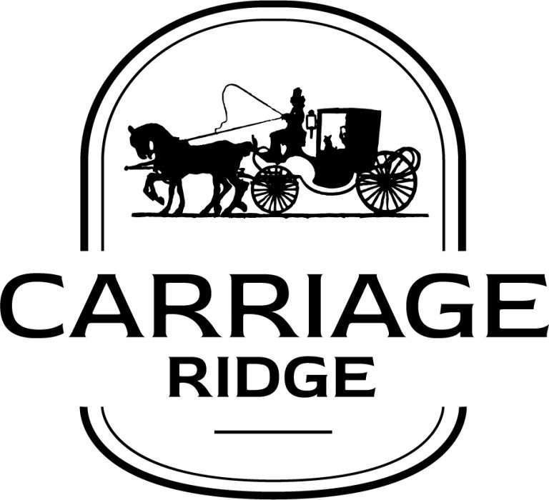 Logo of Carriage Country Club featuring a silhouette of a horse-drawn carriage with a driver inside a circular border.