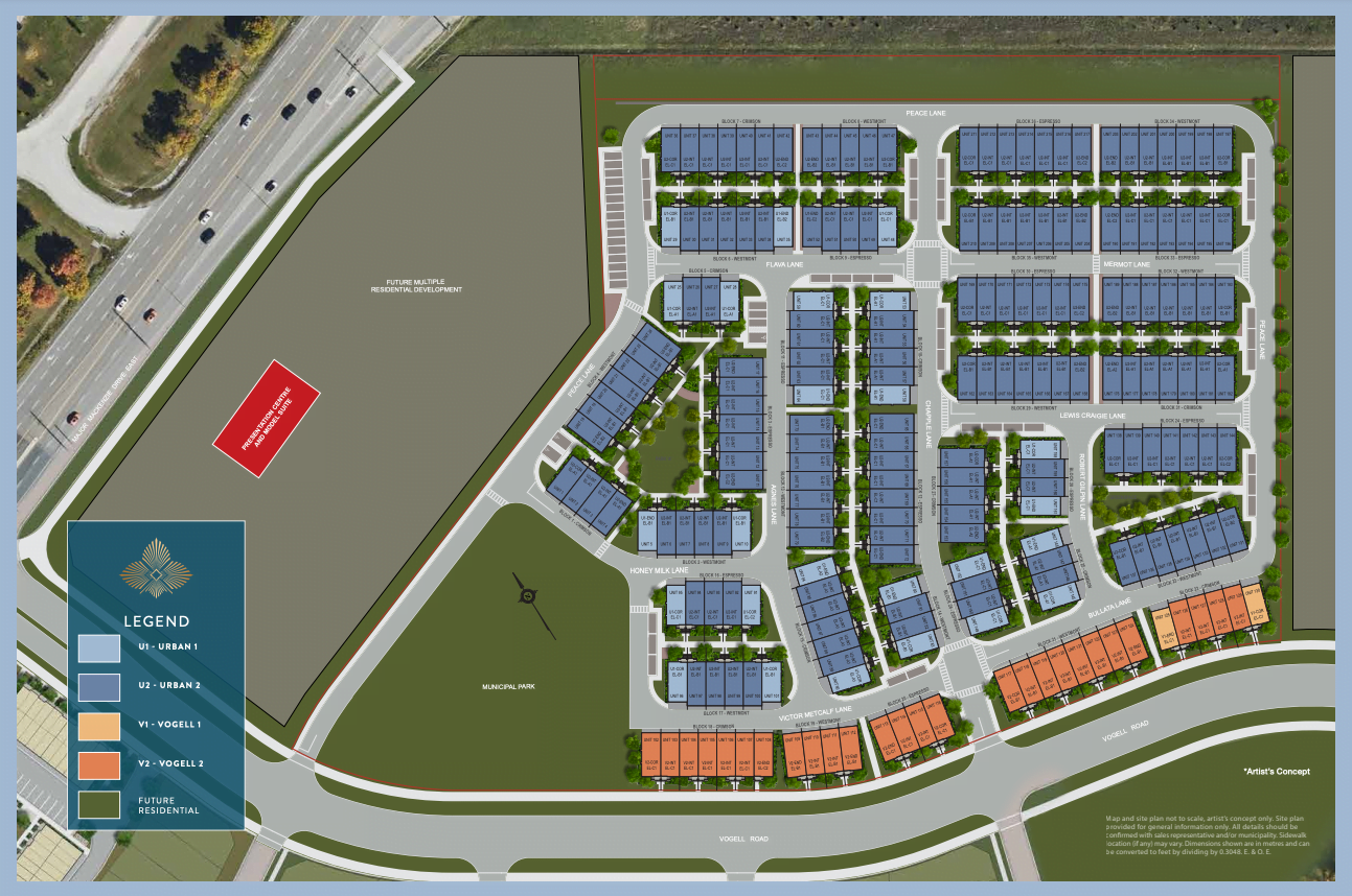 A detailed site plan of the Legacy Hill residential development shows rows of houses from the exclusive Couture Collection in various units. There are legends at the bottom left indicating different unit types: Urban, Urban 2, Bungalow, Villa, and Villa 2. Roads, green spaces, and a main road are also depicted.