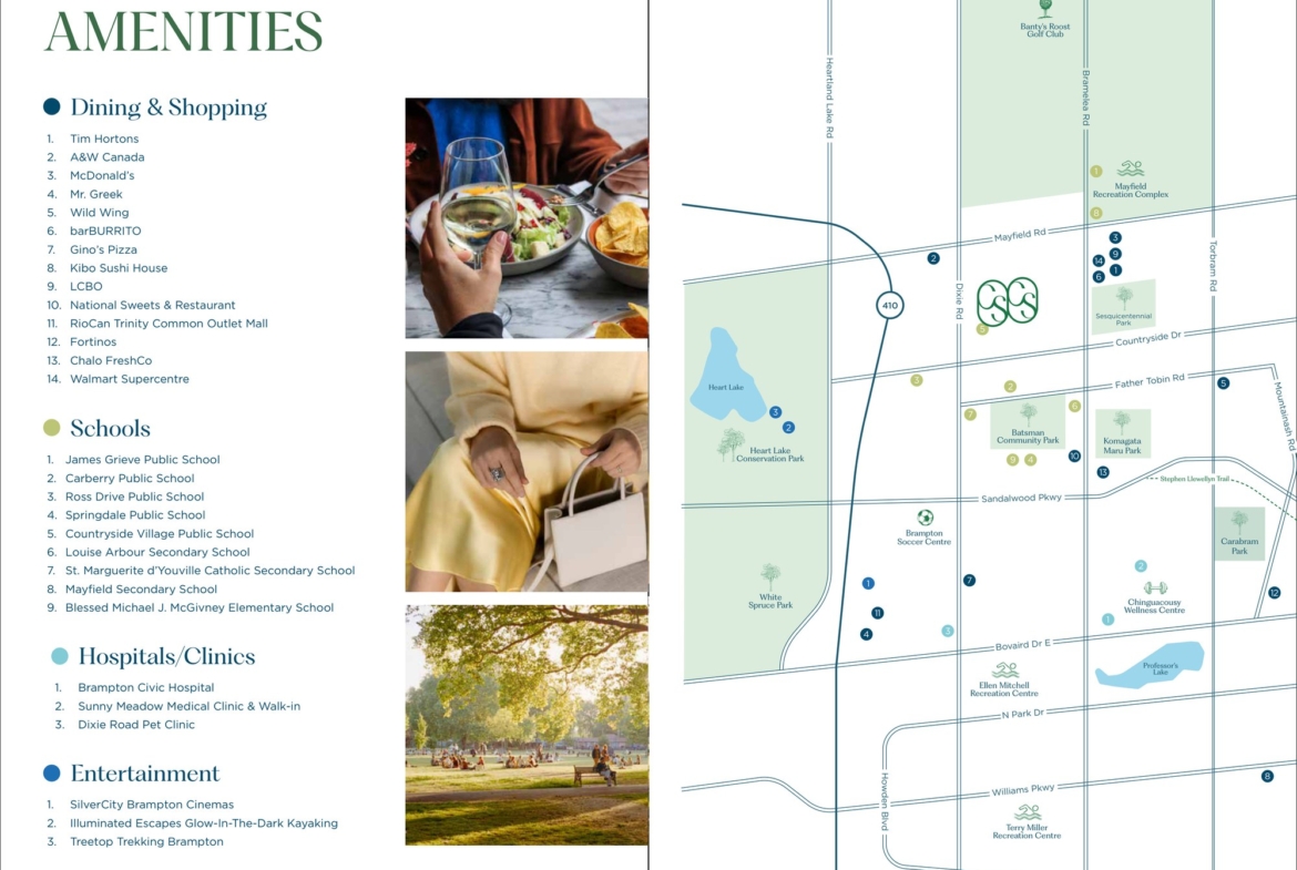 Countryside Urban Towns Brampton Regional Amenities, Parks, and Transit Map