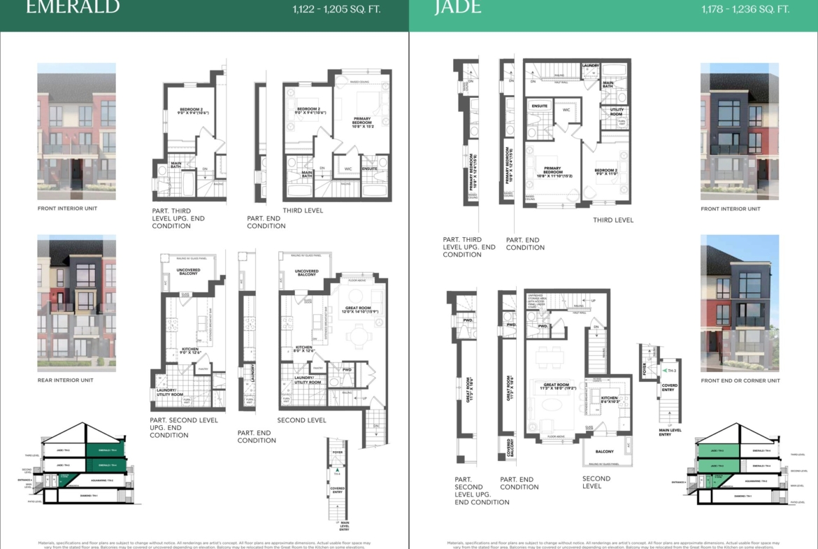 Countryside Urban Towns Official Architectural Floor Plans Second and Third Levels