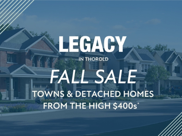 Empire Legacy master-planned community streetscape architectural rendering in Thorold Niagara Region