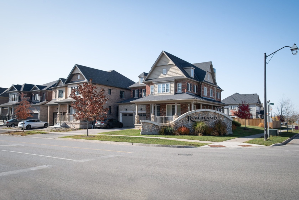 Empire Riverland master-planned community streetscape rendering in Breslau Kitchener-Waterloo
