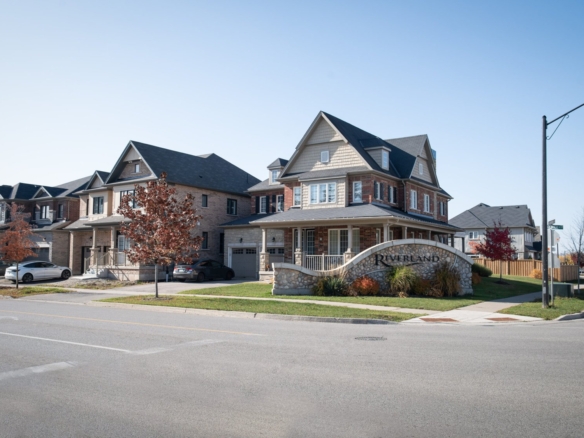 Empire Riverland master-planned community streetscape rendering in Breslau Kitchener-Waterloo