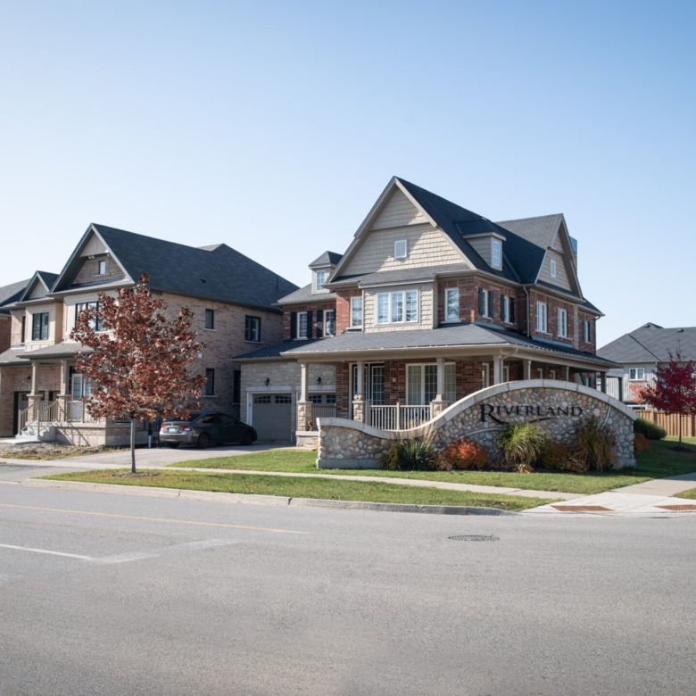 Empire Riverland master-planned community streetscape rendering in Breslau Kitchener-Waterloo