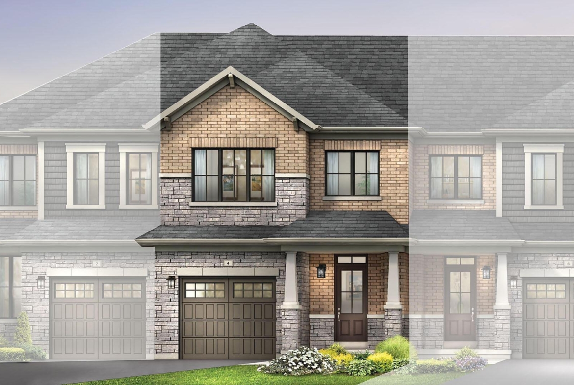 Distinctive exterior architectural elevation C for freehold townhomes at Empire Riverland