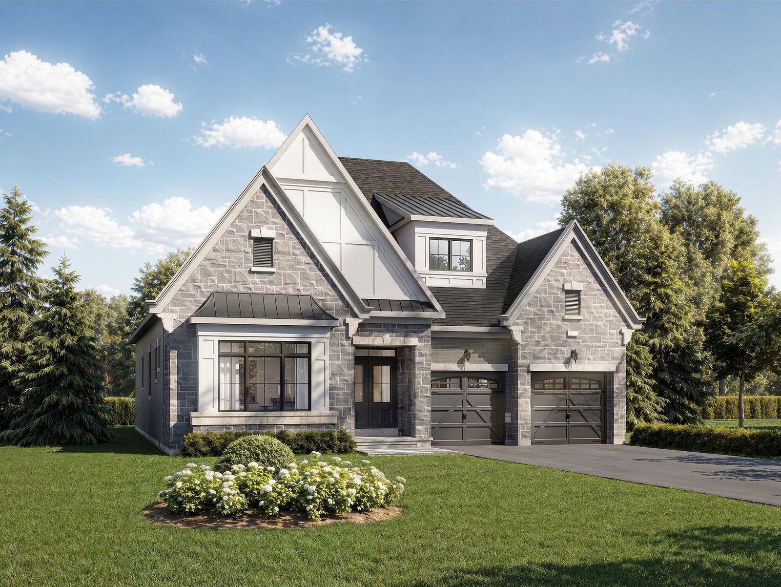 Architectural exterior elevation A for the 52-foot Bordeaux bungalow estate at Empire St Davids