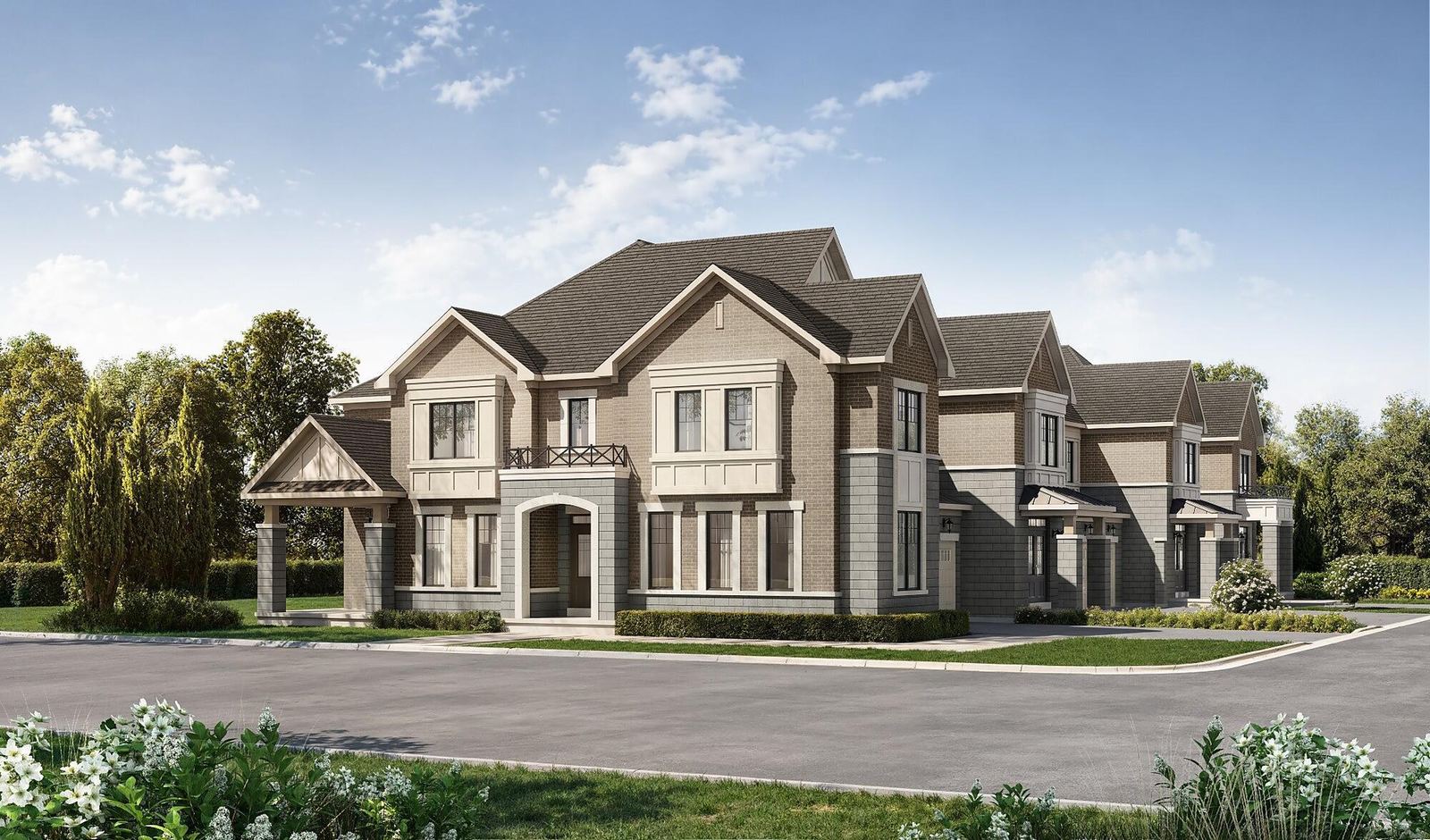 Modern transitional architectural block exterior for Navarra executive townhomes at Empire St Davids