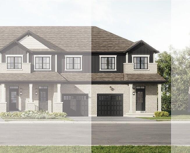 Farmhouse architectural exterior for The Clover End 20-foot freehold townhome at Empire Wellwood