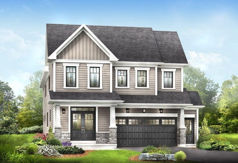 Architectural exterior elevation A for The Cambridge 42-foot single-family home at Empire Wyndfield