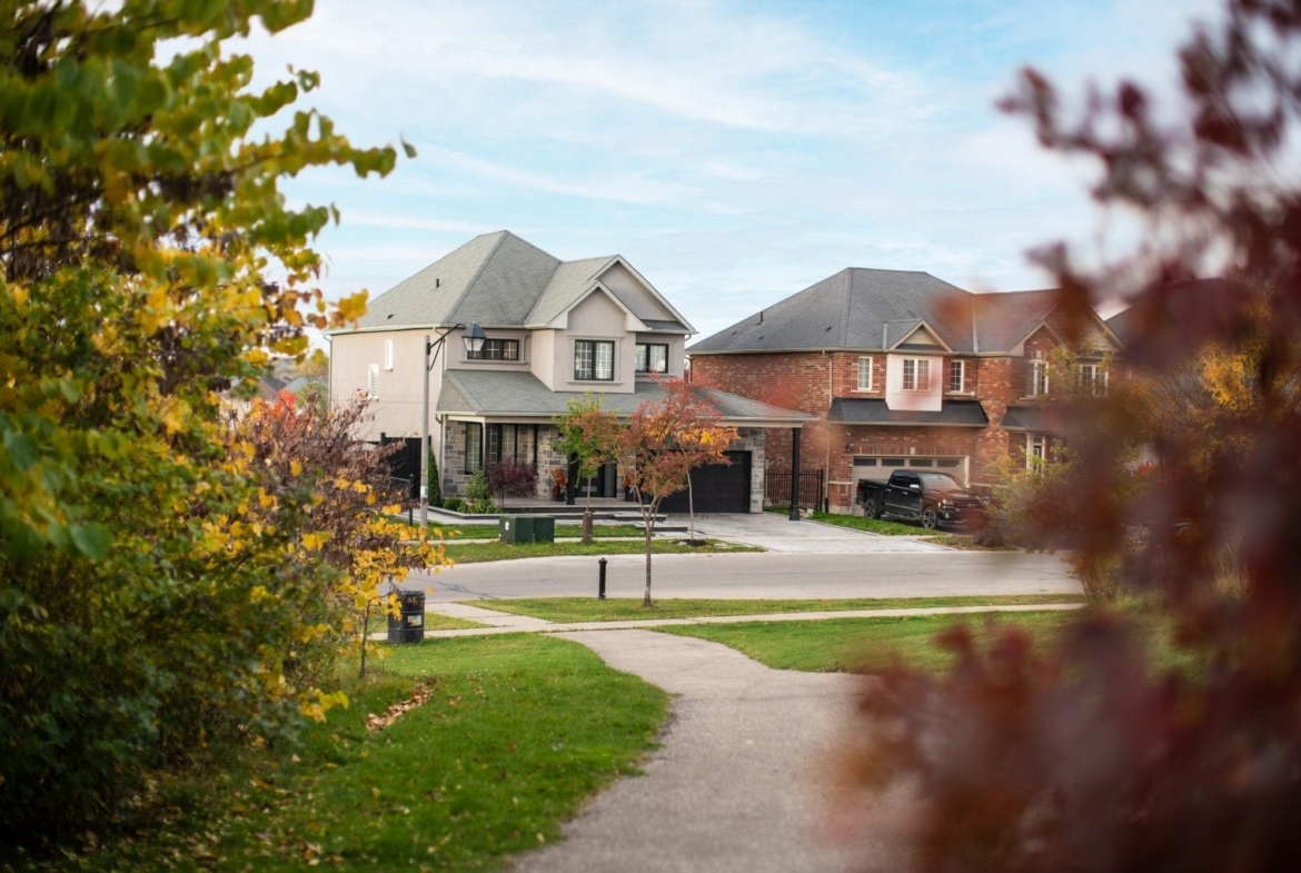 Extensive interconnected neighbourhood trail network entrance at Empire Wyndfield in Brantford