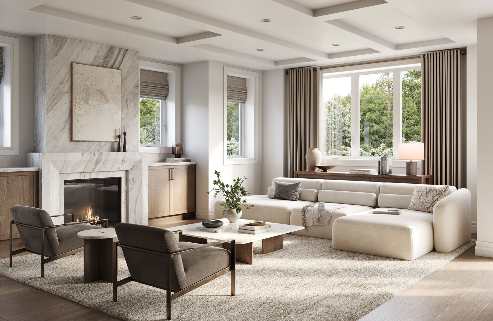 Five Oaks Oakville Open-Concept Great Room Overlooking Ravine Greenspace