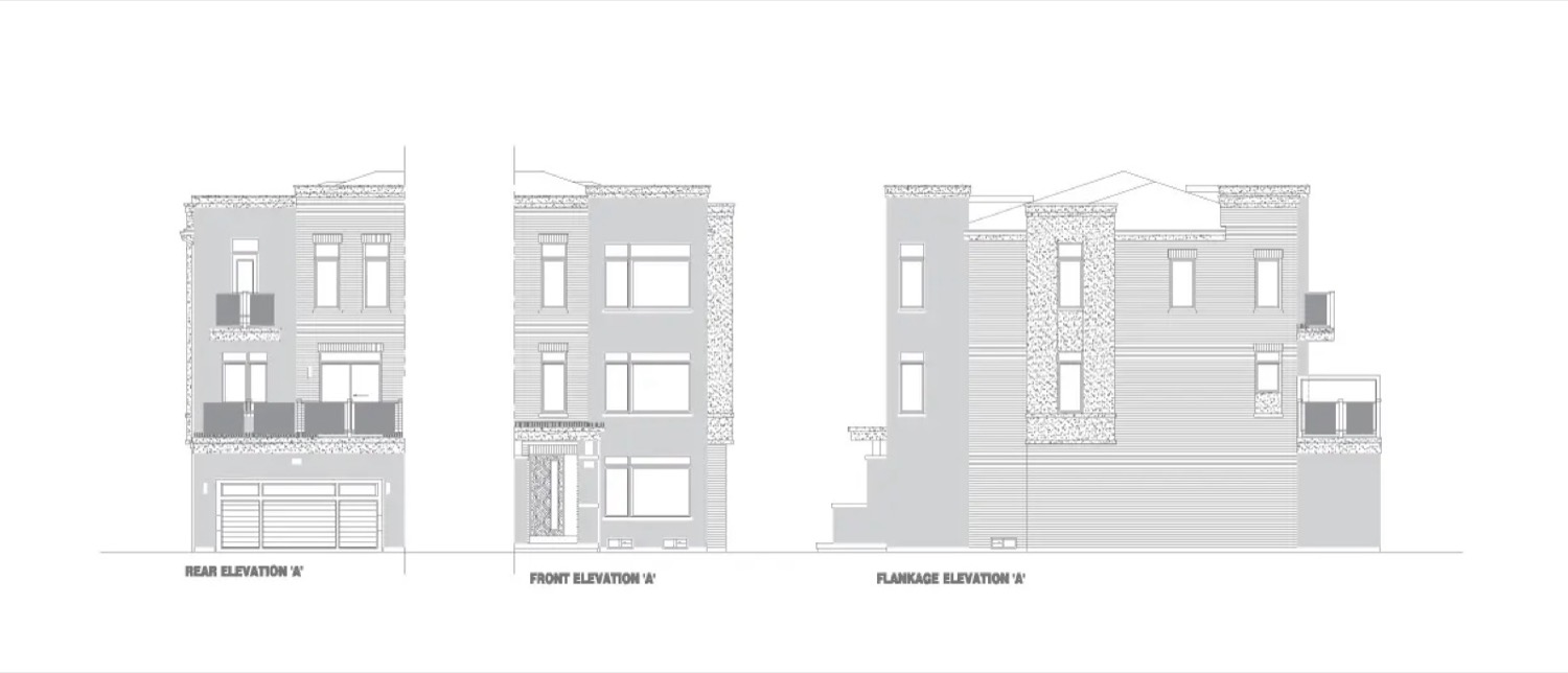 Ivy Rouge Oakville by Rosehaven Homes - 20ft Veranda End Rear Lane Freehold Townhome Rendering