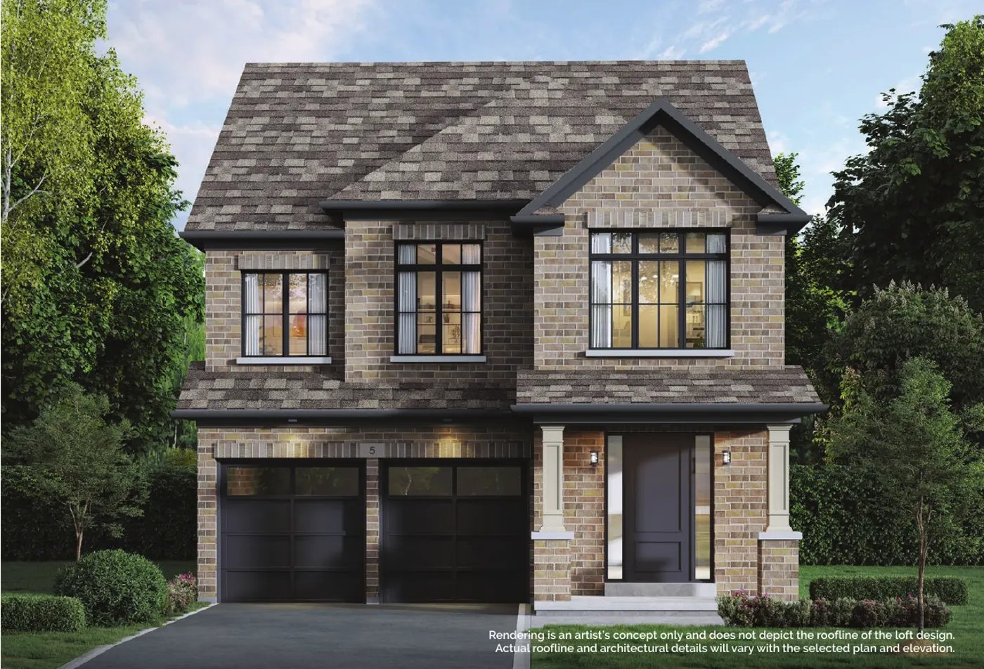 Architectural elevation A traditional brick detached home with covered porch at Navera Brampton